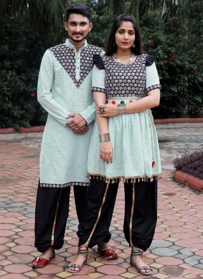 Dholida Couple Celebration navaratree special exclusive feative wear Copule dhoti kedia collection